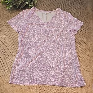 V neck t shirt size M purple and white